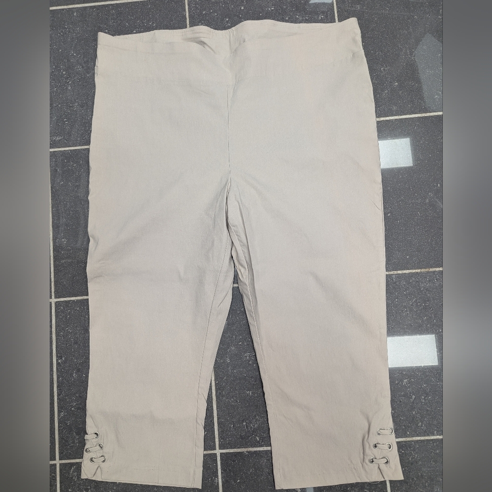 Tan Capri Pants with Elegant Hem Details